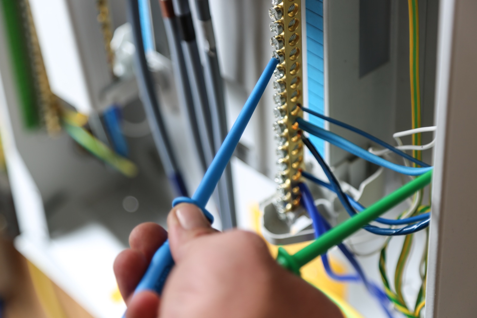 Technical wiring panel close-up - VoltSecure data-centre installation